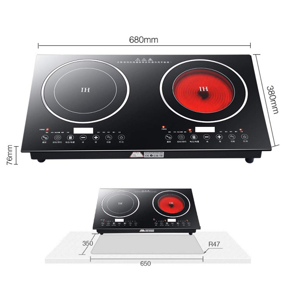 110V Portable Multifunctional Countertop Double Burner Digital Sensor Touch Electric Dual Induction Cooker Digital Countertop Double Burner Cooktop with Kids Safety Lock Black