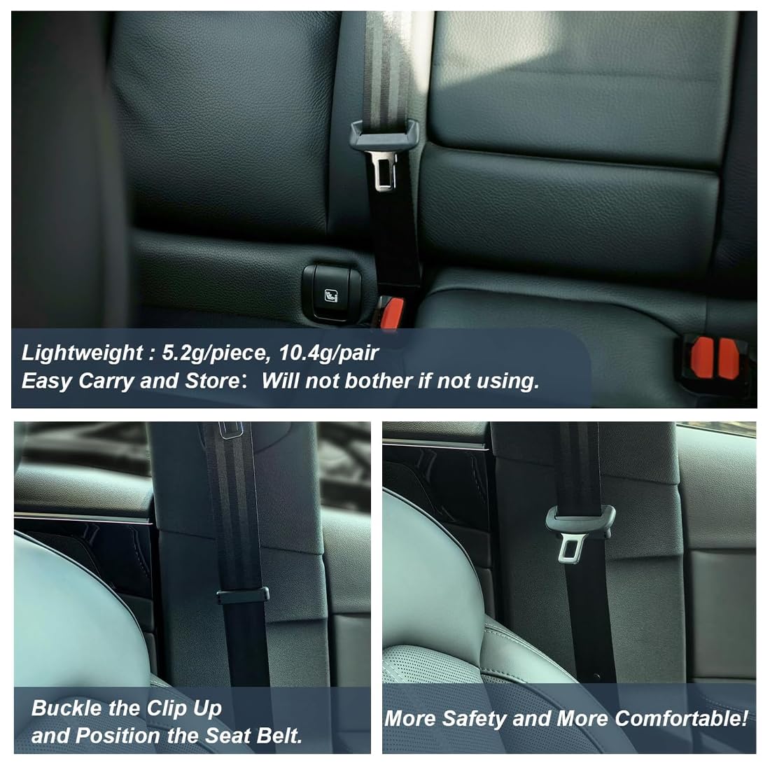 2 Unidades Universal Ajustador de Cinturon Silla, Reductor de presión para hombros y cuello, Soporte de Cinturon Silla, Asiento de Coche cinturón de Seguridad Ajustador niños Cinturones de retención