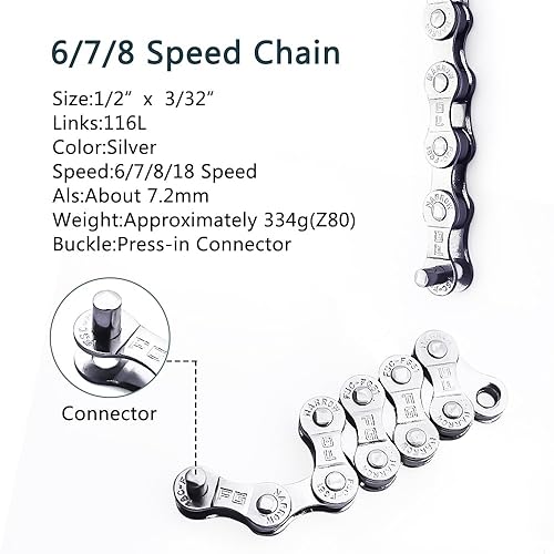 Miniatura 7 de Kit de herramientas de cadena de bicicleta con cadena de 678, rompedor de cadena de bicicleta con gancho, alicates de enlace y 6 pares de hebillas