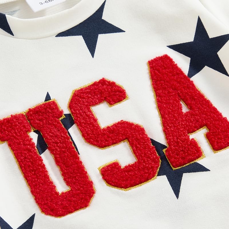 Fourth Of July Baby Boy Girl Outfit USA Embroidery Tshirt Star Elastic Wais Shorts Toddler Clothes Independence Day4