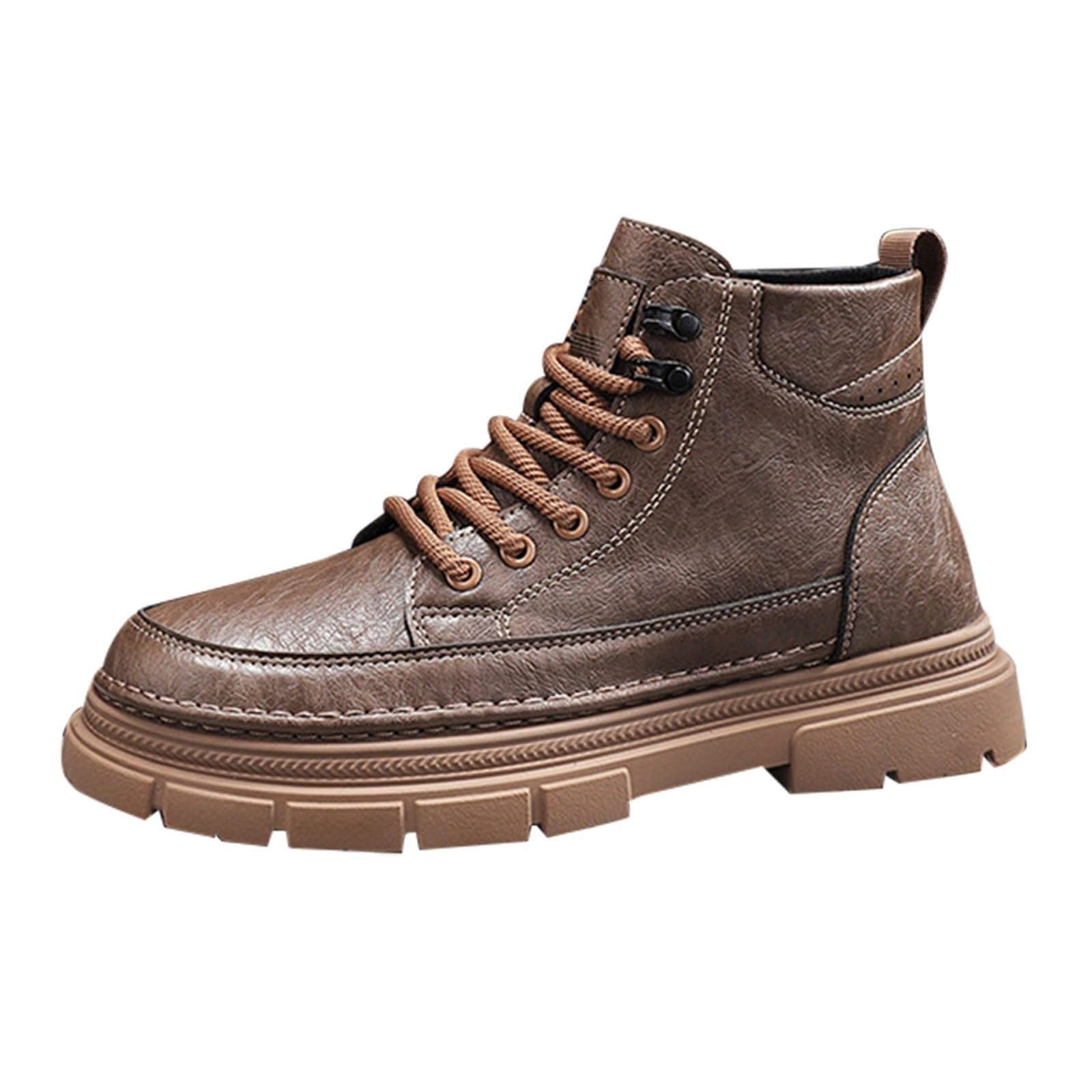 Ankle Boots Damen Leder Schnürstiefel Plateau Motorrad Lederstiefel