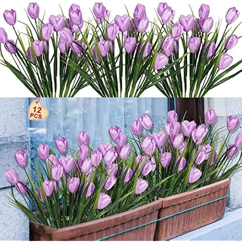 Künstliche Tulpen, 12 Stück, für den Außenbereich Cover