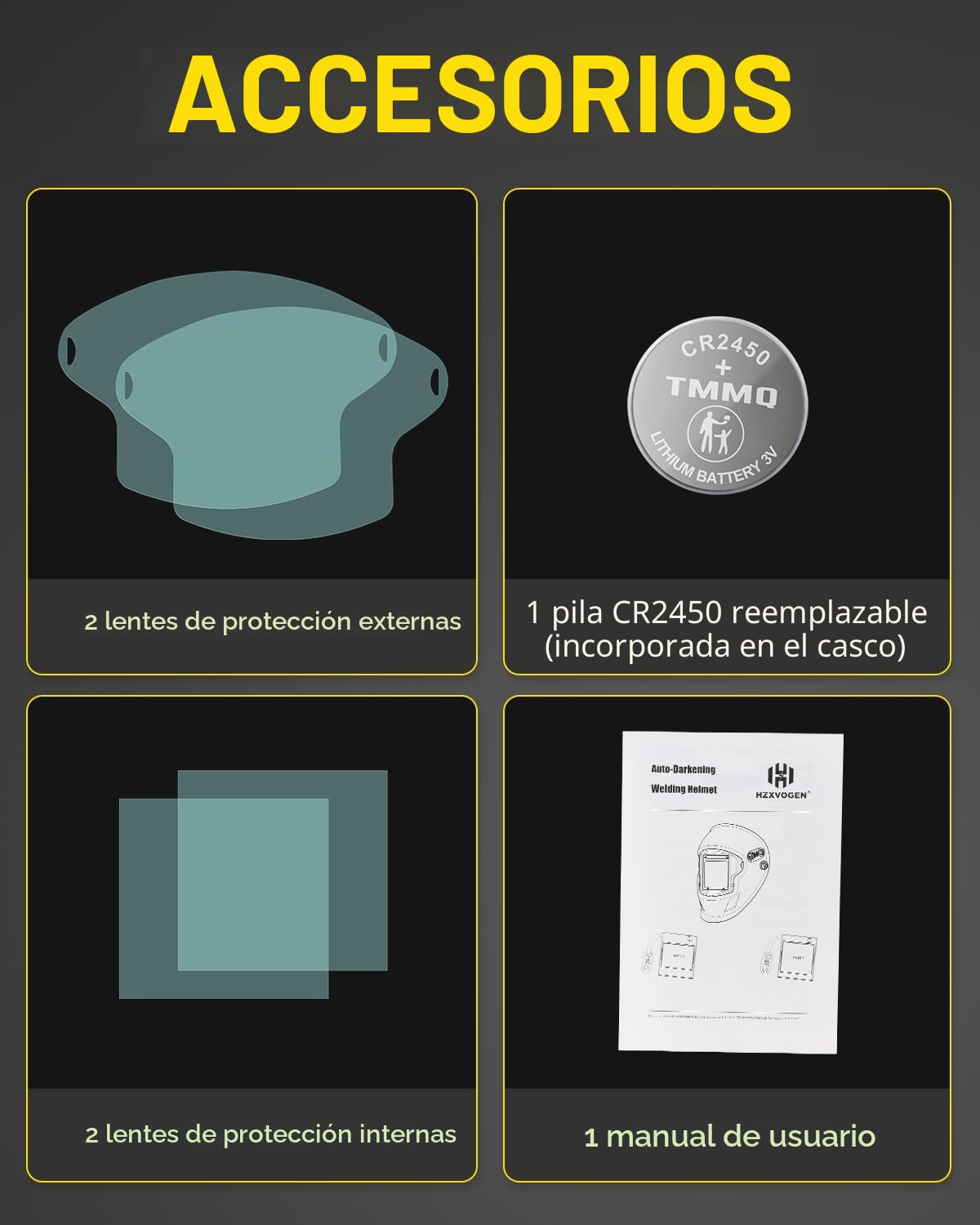 HXZVOGEN Casco de Soldadura, Máscara de Soldadura Automática Solar Color Verdadero Casco de Soldadura, Oscurecimiento Automático Incluido, Buena Visión, 4 ARC Sensor Wide Shade