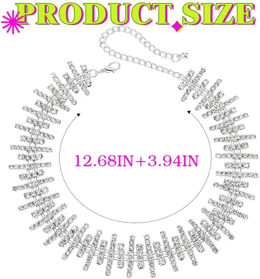 JAKAWIN Diamond Choker Necklace Silver Rhinestone Chokers Jewelry for Women - Image 4
