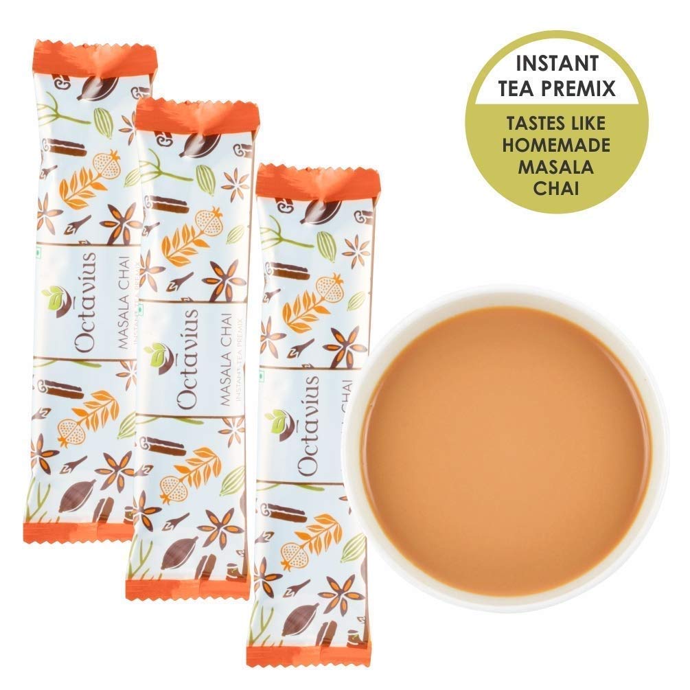 Octavius No Added Sugar Indian Masala Chai Premix – 25 Sachets | Low Sugar Instant Beverage | Authentic Indian Spice Blend | 1-Minute Recipe Ready Mix | Convenient Single-Serve Pouches | Economy Value Pack. - Image 2 thumbnail