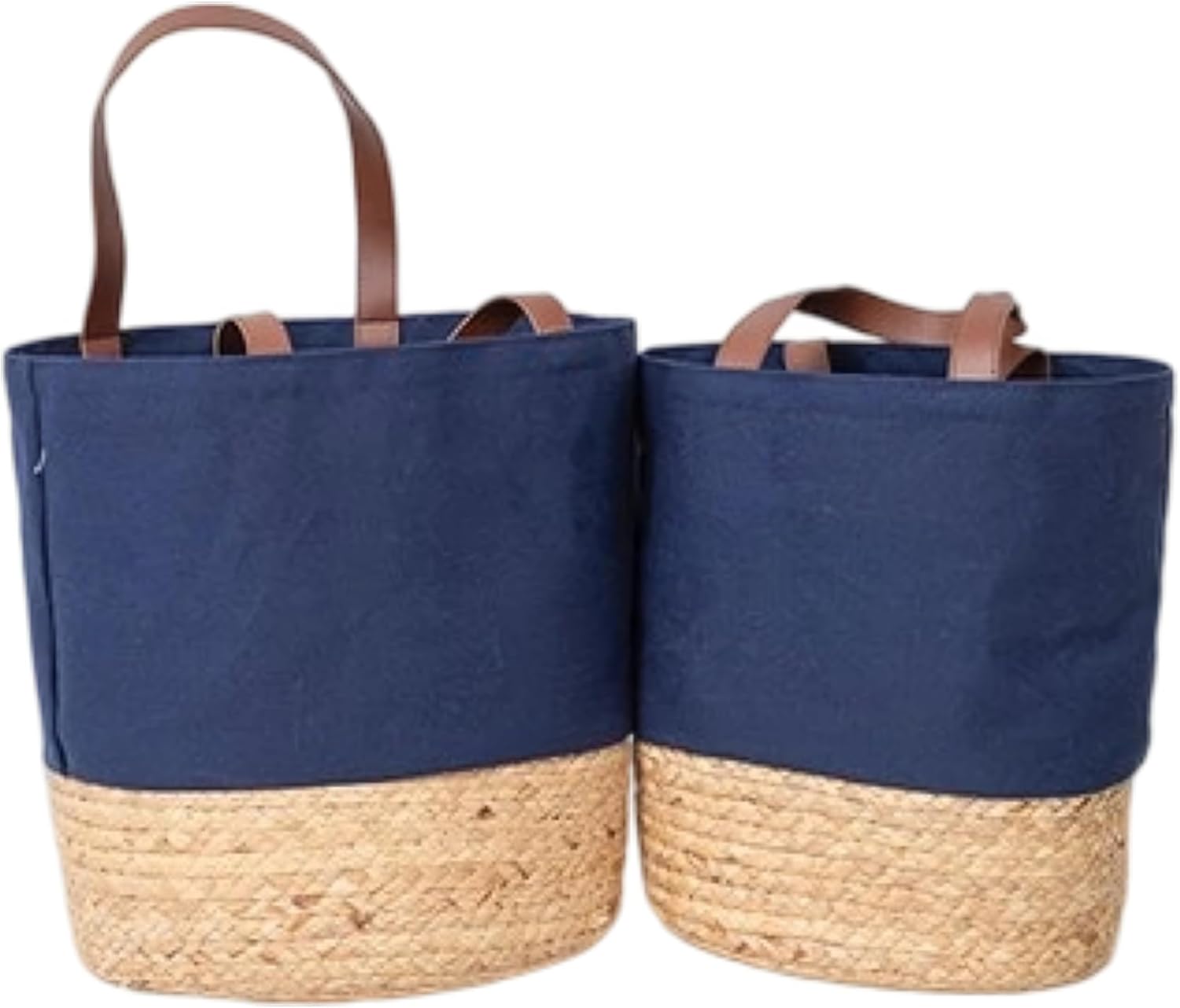 バルクキャンバストートバッグ ウォーターヒヤシンスボトム付き - 再利用可能な食料品&amp;ショッピングバッグ L&amp;Mサイ