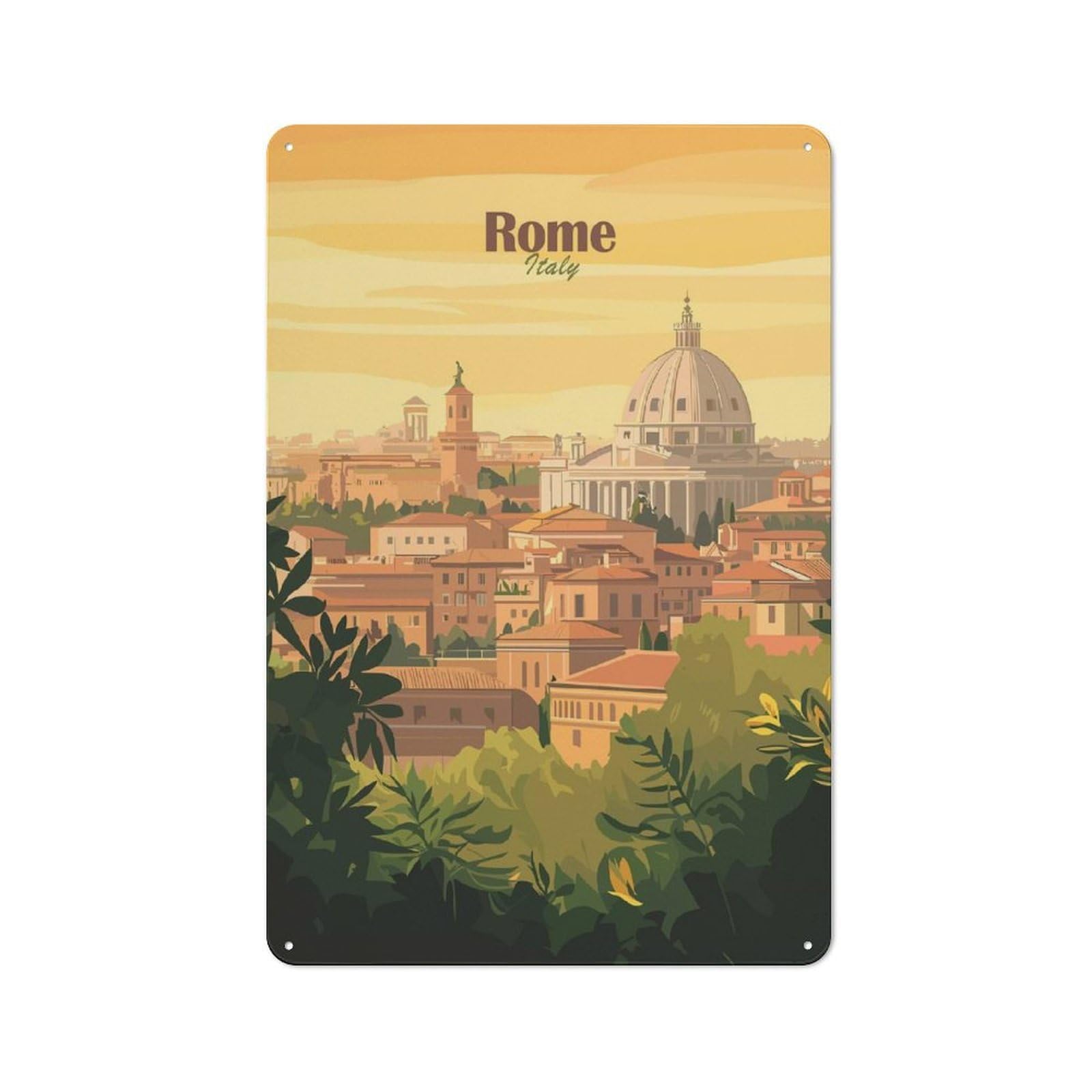 Junmoney Style-7 Rome Cityscape(2) Printed Metal Sign 30X20cm For Man Cave Or Games Room, Suited To Games Room Collectors
