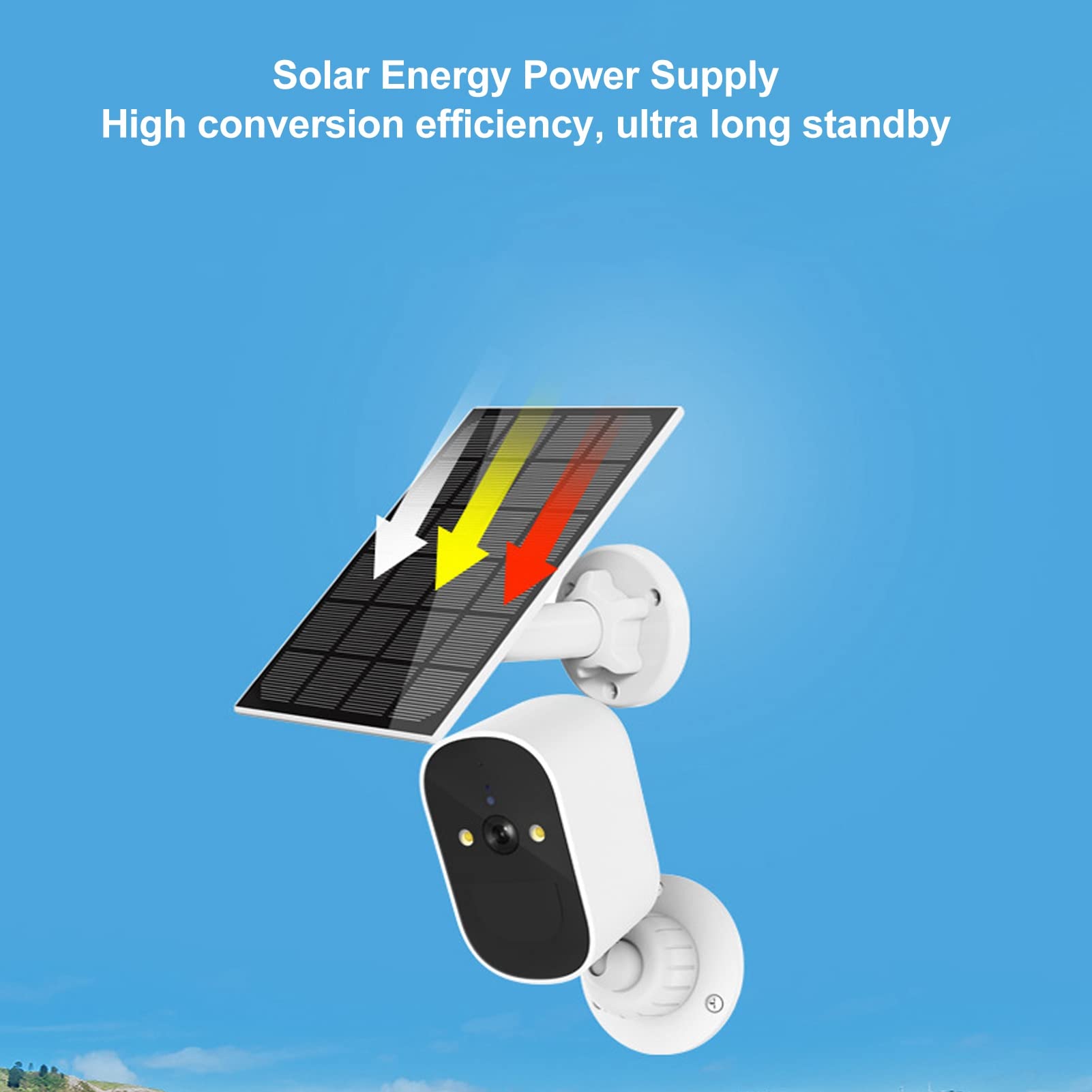 Caméra de sécurité solaire 1080P, vision nocturne WiFi pour une utilisation en extérieur
