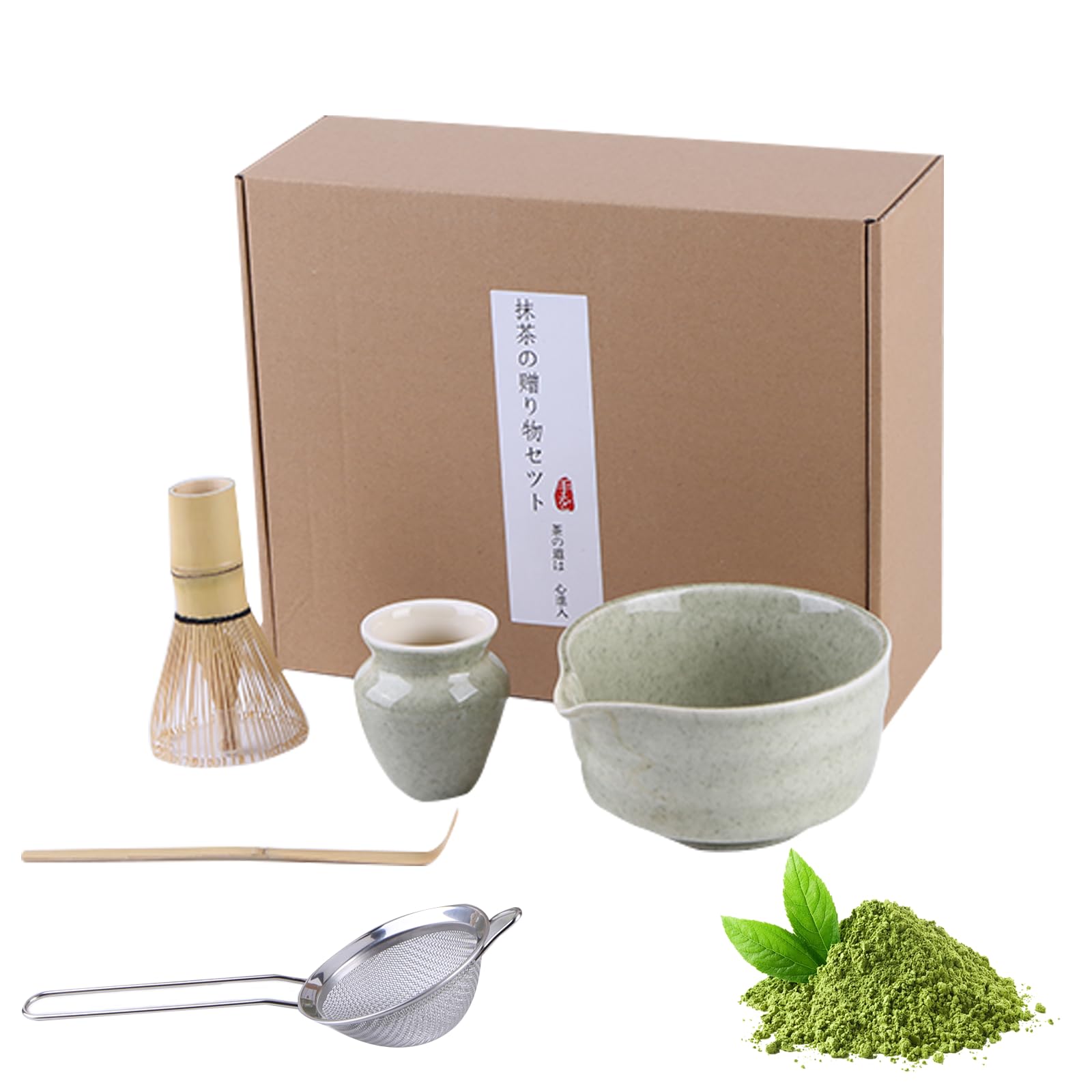 Service à thé matcha en céramique et bambou de qualité supérieure