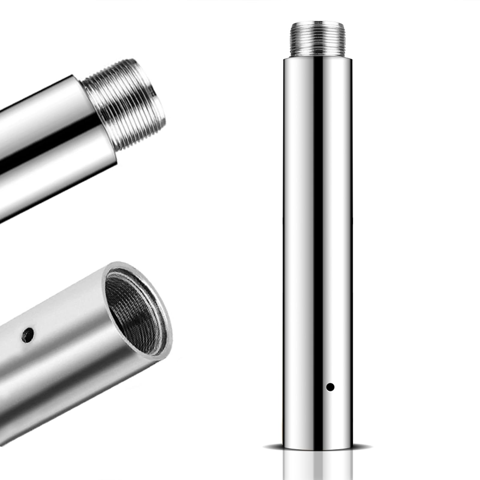 PRIOR FITNESS Prolunga Asta da Danza in Acciaio, Compatibile con Aste da 45 mm, Barra Rinforzata Acciaio Inox Lucidato Antiruggine Spessore 2,2 mm, Ideale per Casa, Studio e Palestra con Soffitti Alti