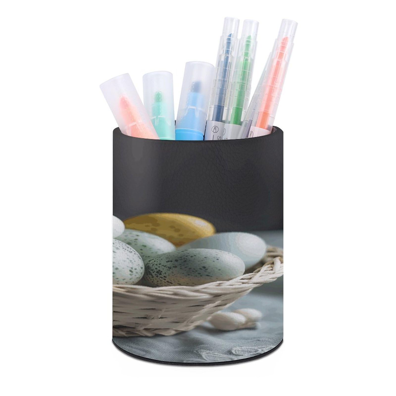 FekiLoot - Easter Egg Basket, Personalized Computer Pencil Holder, Office Accessories, Round Pen Container Box, Desk Organizer, Holder for Office