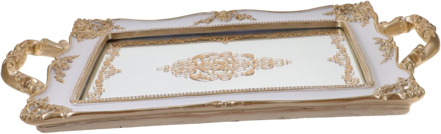 Organize Your Jewelry Gold Mirror Tray Decorative Resin Jewelry Display for Home