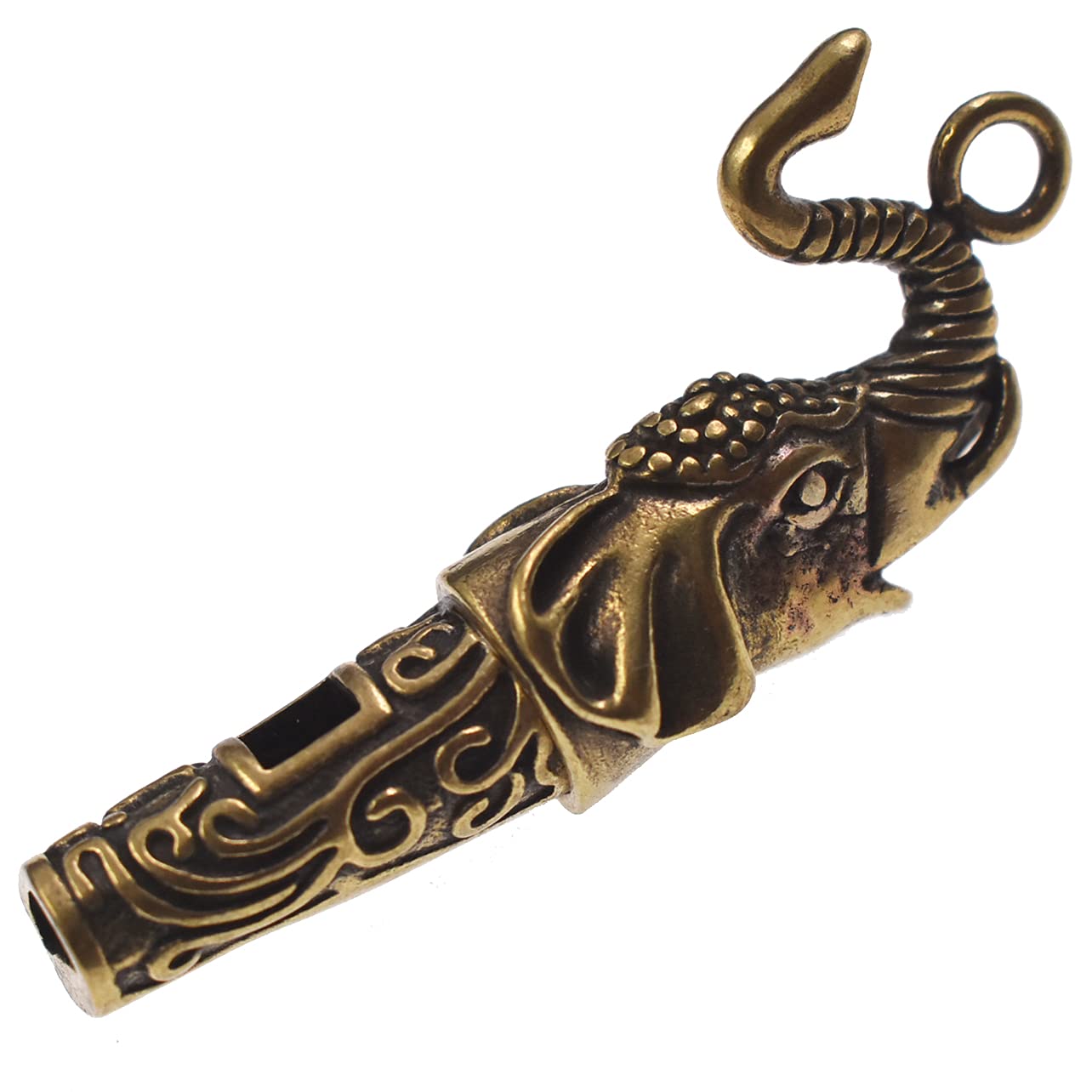 Ynxee 1Pc Antique Brass Elephant Whistles Camping Hiking Pet Training Signal Whistles Portable Keychain-image-1