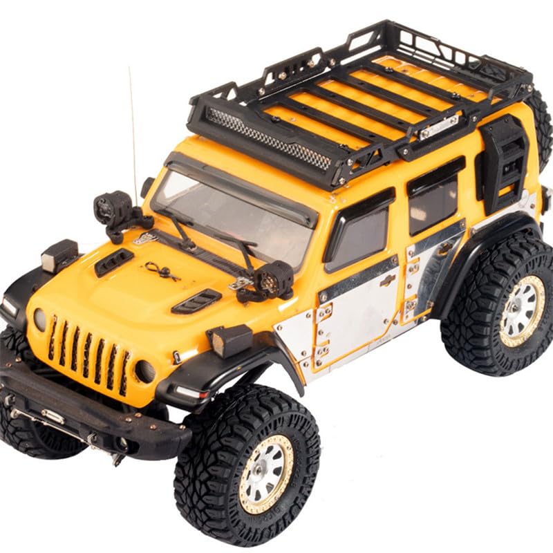 Porte-Bagages Toit RC Pour TRX4M 1/18, SCX24, FMS Bronco – Alliage Noir Avec Phares, Installation Sans Perçage - 7