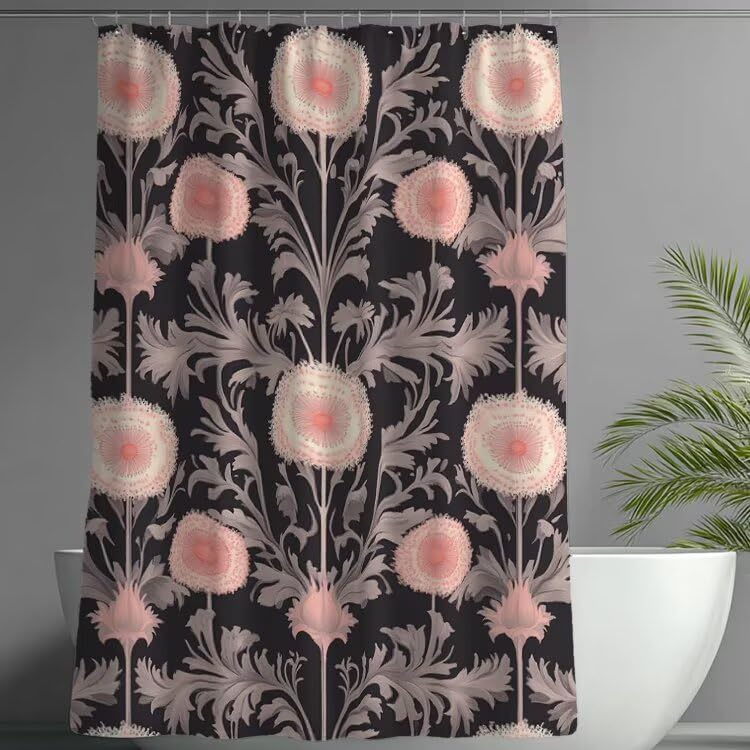 Rideau de douche 120x180 cm en tissu polyester imperméable avec 12 anneaux pour baignoire