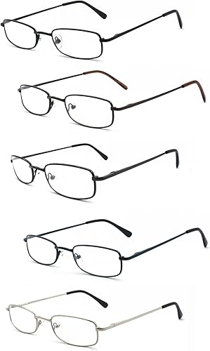Miniatura 7 de EYE ZOOM - 5 pares de lectores rectangulares de metal para hombres y mujeres multicolor
