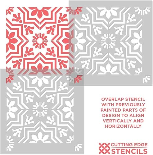 Miniatura 4 de Verona - Plantilla de azulejos para pintar pisos de azulejos, plantillas de azulejos reutilizables para pisos de linóleo y cemento, pinta tu viejo