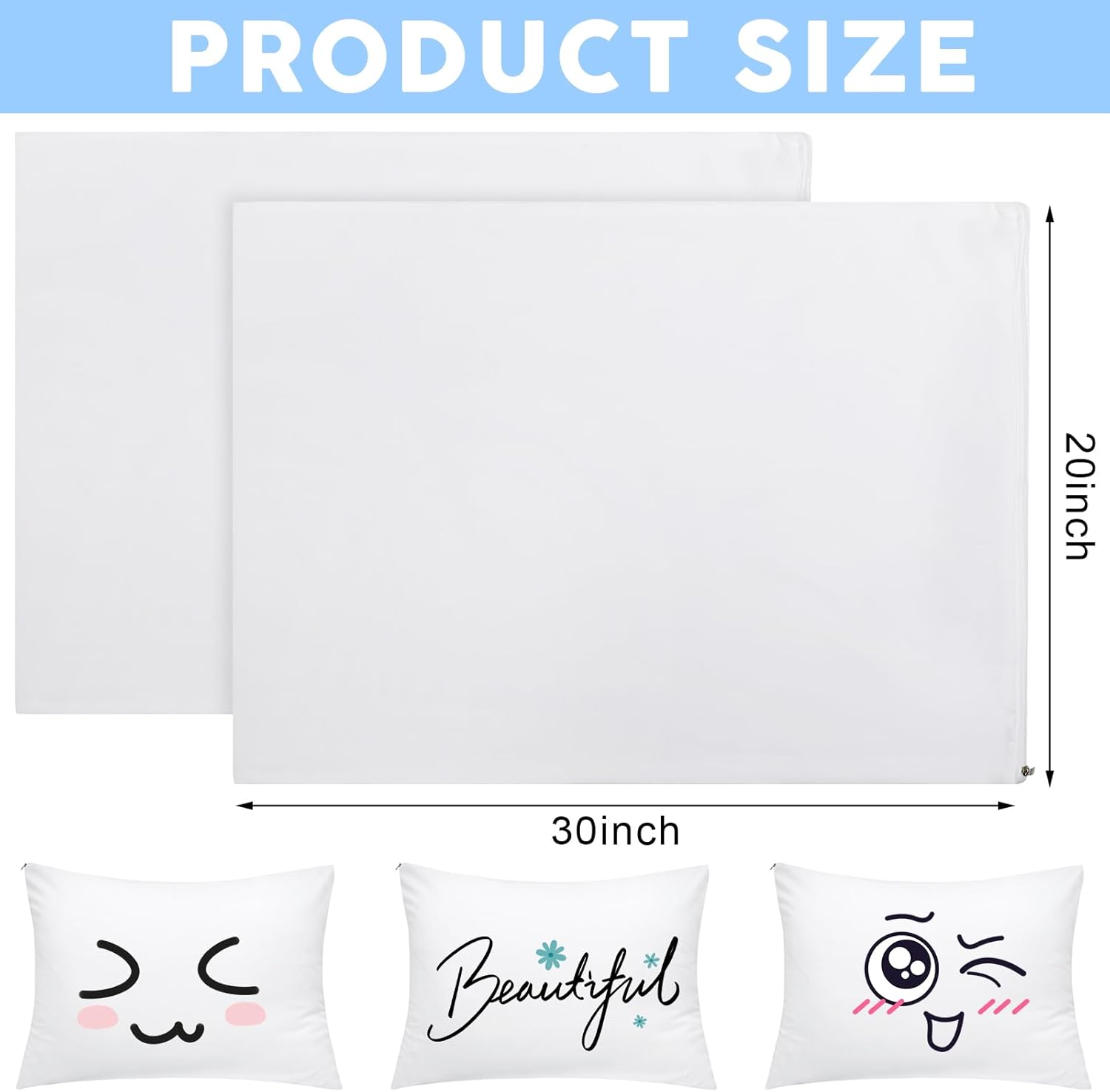 Shimeyao 24 Pcs 20 x 30 Inch Zippered Pillow Protectors Bulk, Standard Size Bedding Pillow Cases, Soft Breathable Cotton Sateen Dust Protection Covers White Protectors for Home Hotel Rental