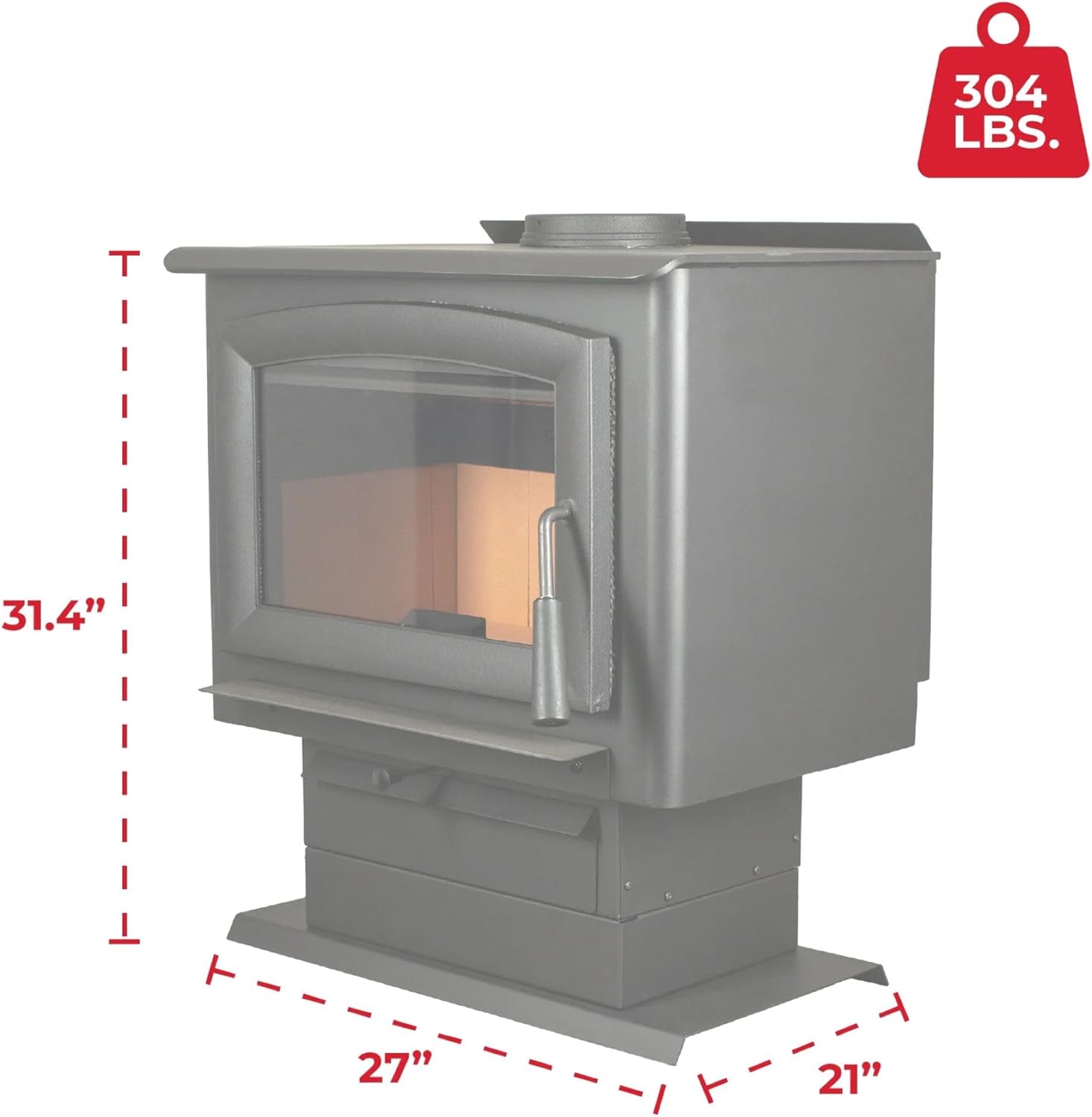 Ashley Hearth AW2520E-P 2,500 Sq. Ft. EPA Certified Pedestal Wood Burning Stove