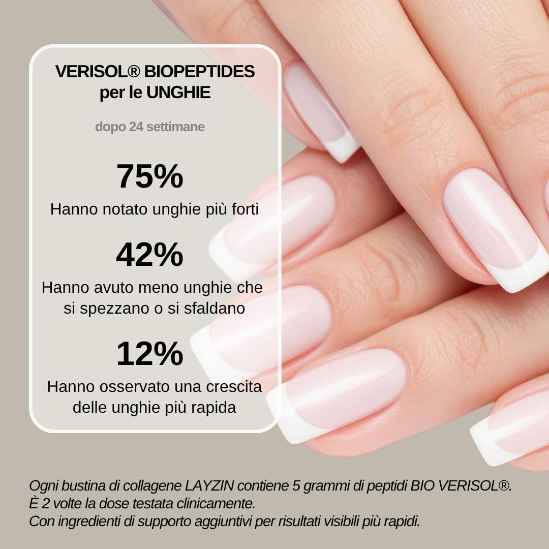 Polvere di Collagene per Donne con Collagene Verisol®, Acido Ialuronico & Vitamina C – Formula Bellezza Anti-Aging per il Ringiovanimento della Pelle e per Capelli & Unghie – 60 Bustine, Unisex