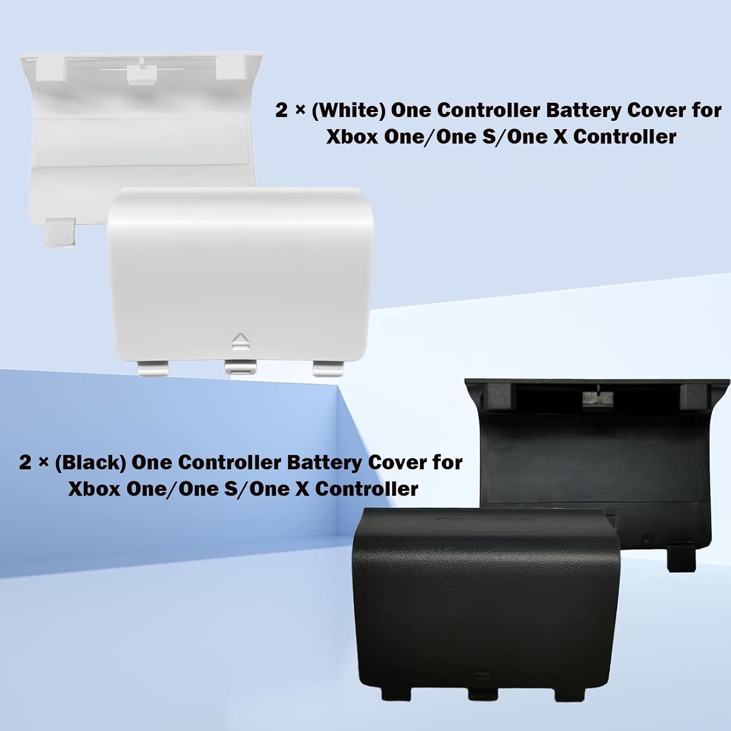 4 Pack One Controller Battery Cover for Xbox One, One S/One X Controller Battery Back Cover [NOT for Xbox Series X/S], Battery Back Shell Covers for Xbox One, One S, One X Controller(White/Black)