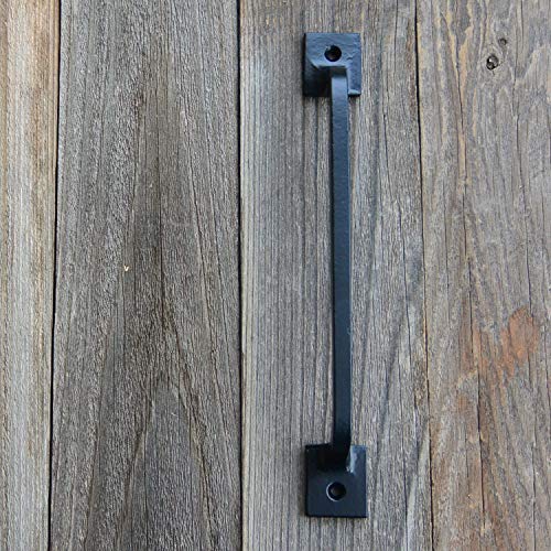 Black Cast Iron Pull Handles 9 Inch (Squared Base, Set Of 2) - Cabinet Door Handles, Gate Handle Pull, Barn Door Hardware, Grab Handles #TOP7