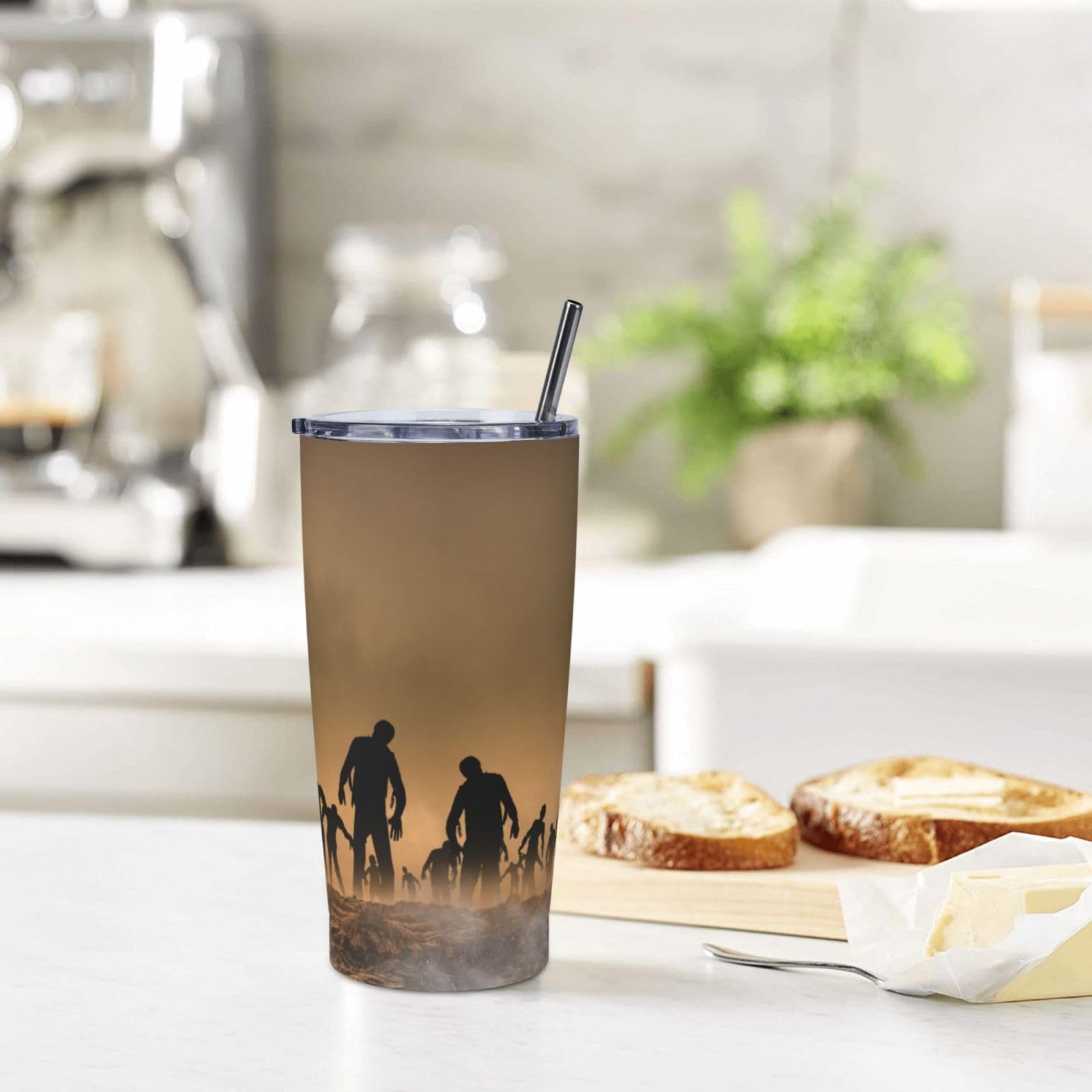 Tazza termica portatile con stampa di molti zombie in acciaio inox