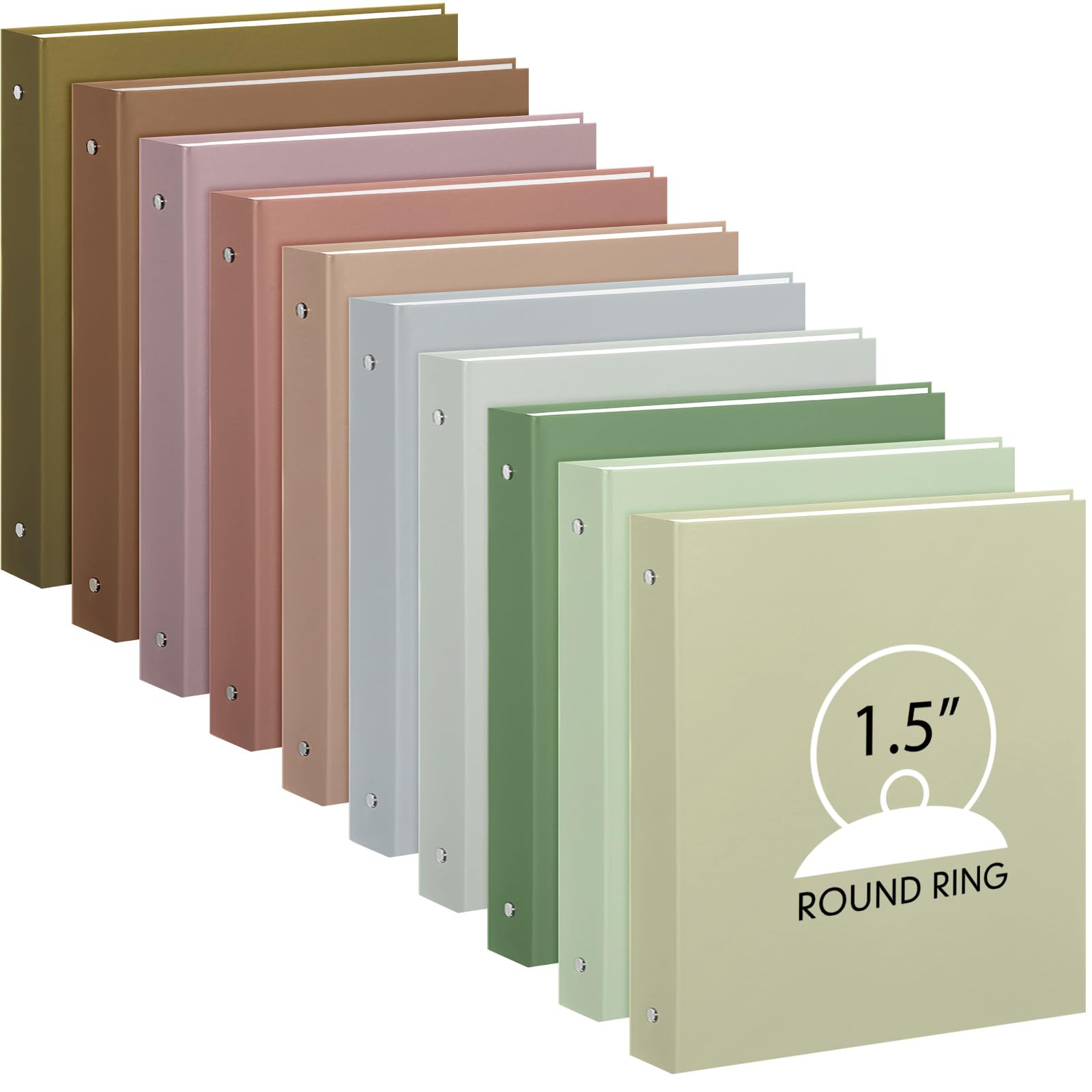 Ctosree 10 Pcs Heavy Duty 3 Ring Binder with 2 Pockets Multicolor Hardcover Binders Loose Leaf Binder for Letter Size Paper School Office Home, 10 Colors (Simple Color,1.5")