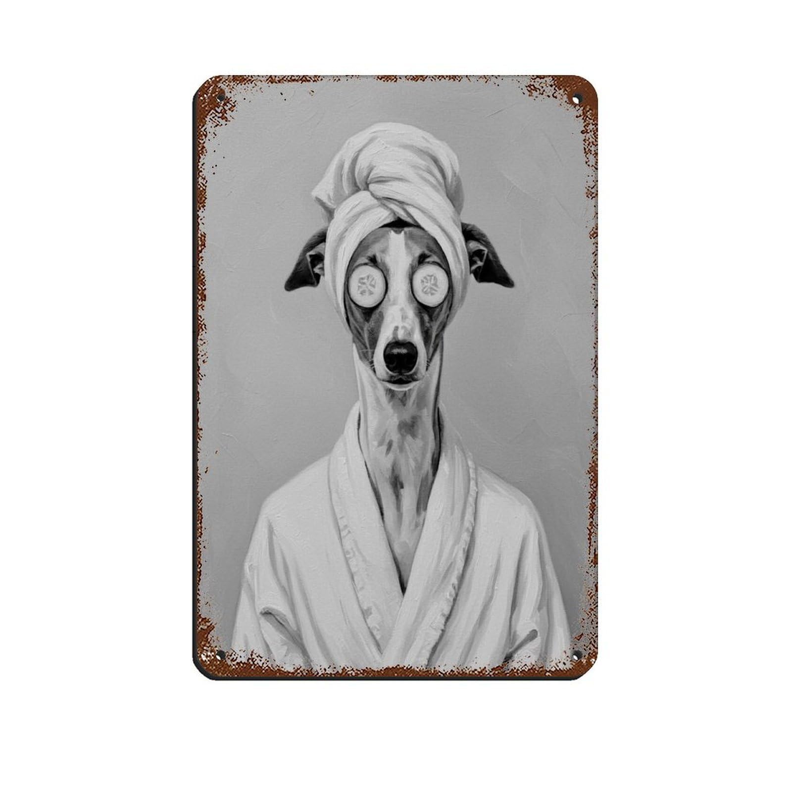 Bathroom Spa Whippet Décor Art Retro Poster Metal Tin Sign Chic Art Retro Iron Painting Bar People Cave Cafe Family Garage Poster Wall Decoration 8x12inch(20x30cm)