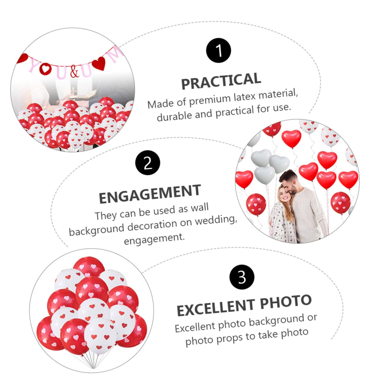 Abaodam 3juegos Globos De Forma De Para Decoración De San Valentín Bodas y Rojo y Perfectos Para Recuerdos