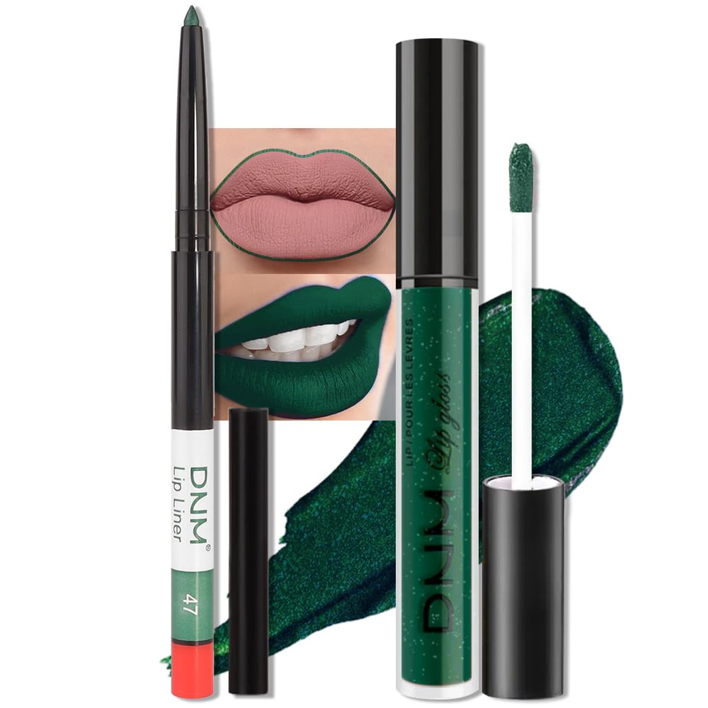 evpct 3Pcs Dark Black Green Purple Matte Liquid Lipstick Lip Stain Sets for Women Long Lasting Waterproof, 24 Hours Goth Lipstick labiales matte mate larga duracion listip 24 hours, 19#: 47# Emerald Green Shimmer 0.21 Fl Oz (Pack of 1)