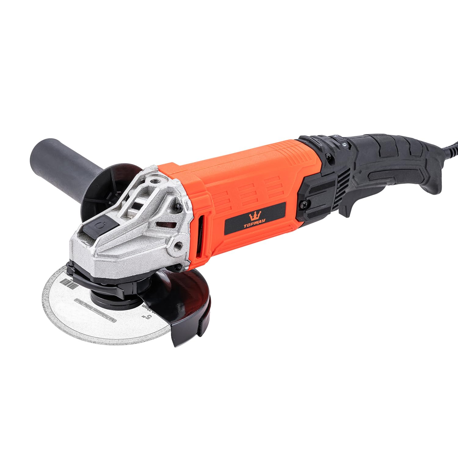 Smerigliatrice angolare con filo TOPWAY 115 mm / 125 mm 1200W, 6 velocità variabili, per fai da te e lavori leggeri, muratura, calcestruzzo, piastrelle, metallo e acciaio (Gamma economica)