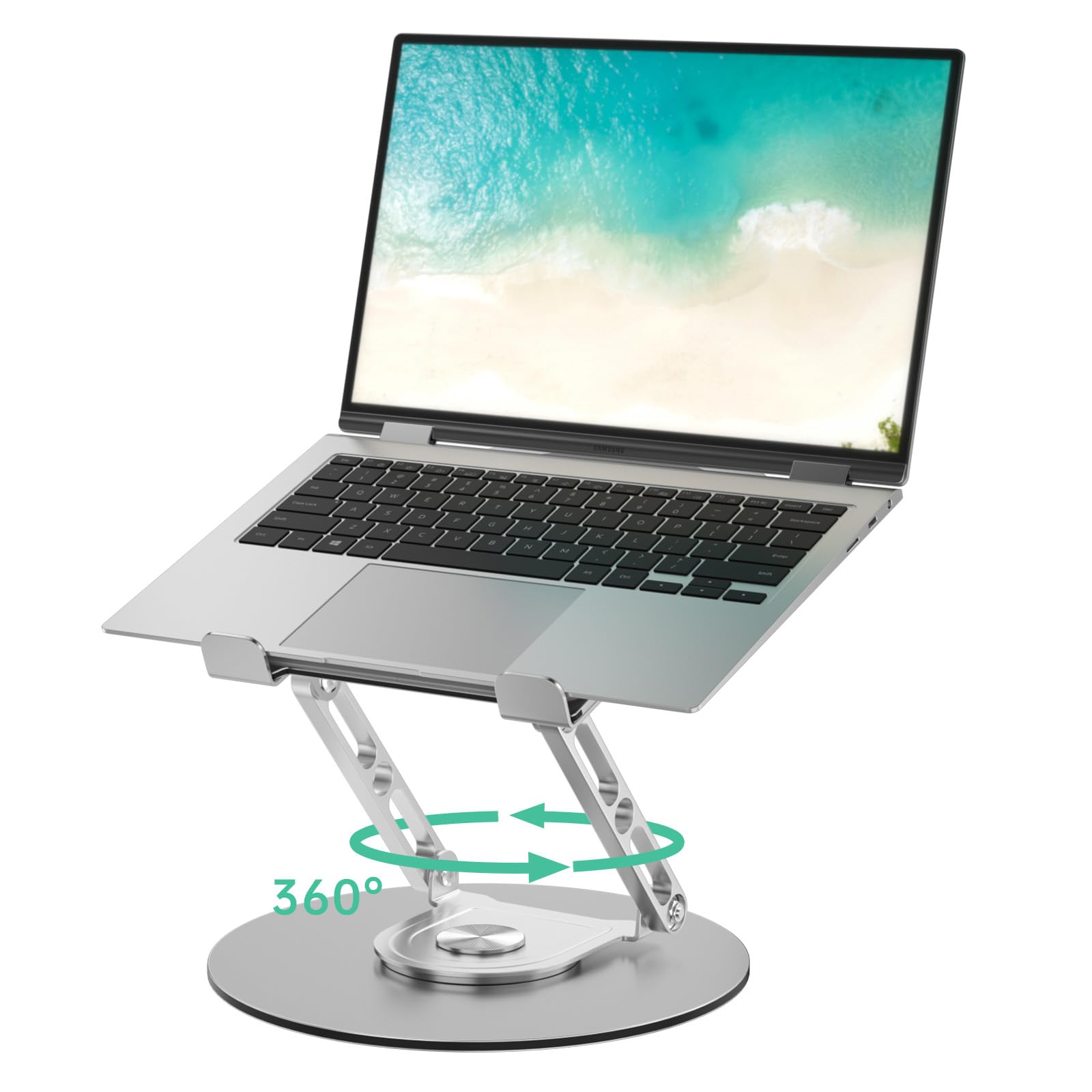 Soporte para computadora portátil ajustable con base giratoria de 360 grados, soporte elevador ergonómico para computadora portátil, plegable, portátil, compatible con MacBook Pro Air, redondo