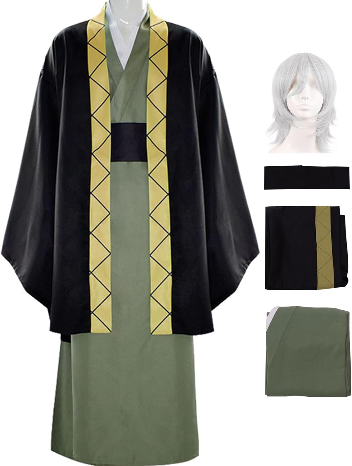 Sigma Cosplay Bungo Stray Dogs 4 Costume Fukuzawa Yukichi Cosplay with Wig Kimono Halloween Set