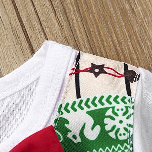 Roupas de Natal para bebês meninas macacão manga longa com babados saia xadrez faixa de cabeça 3 peç