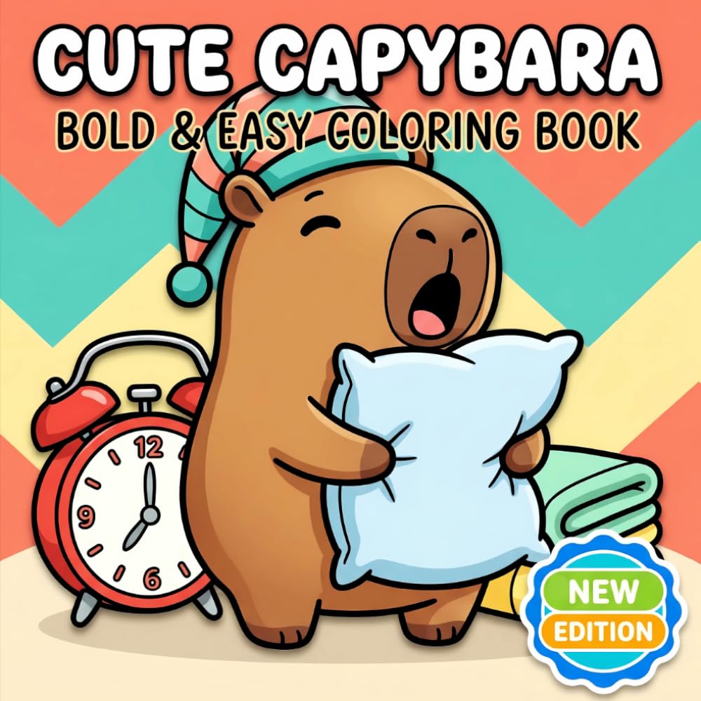 Cute Capybara Coloring Book: Over 60 Fun And Easy-to-Enjoy Pages For Children, Teens, And Anyone Who Loves Peaceful Art Time