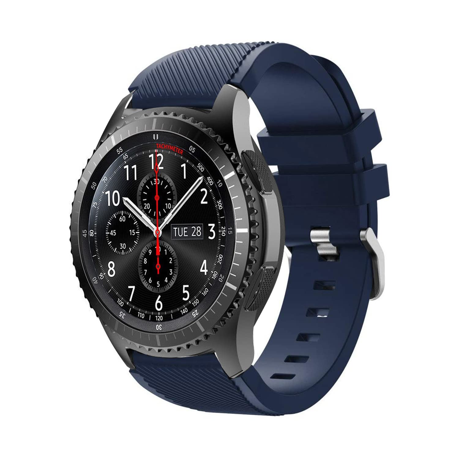 T Tersely Sport Band Strap for Samsung Galaxy Watch 3 45mm / Samsung Gear S3 Frontier Classic, 22mm Soft Silicone Metal Buckle Replacement Bands Sports for Galaxy Watch 46mm