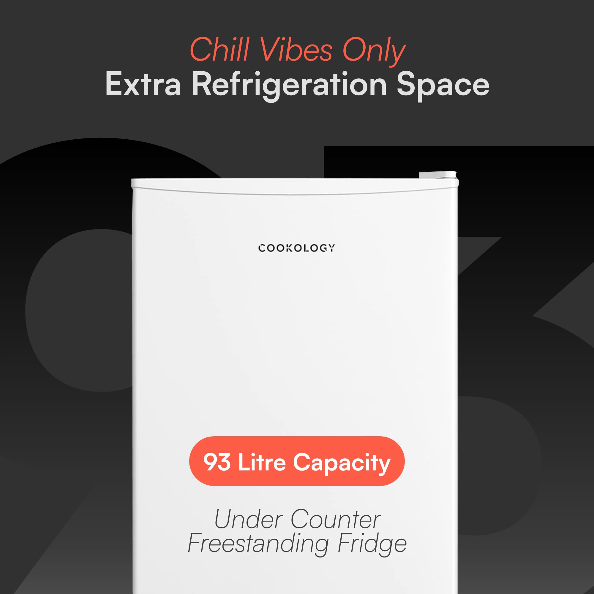 Cookology UCFR88WH Under Counter Freestanding Fridge in White - 93 Litre Capacity - Adjustable Temperature Control & Legs - Reversible Door — view 2