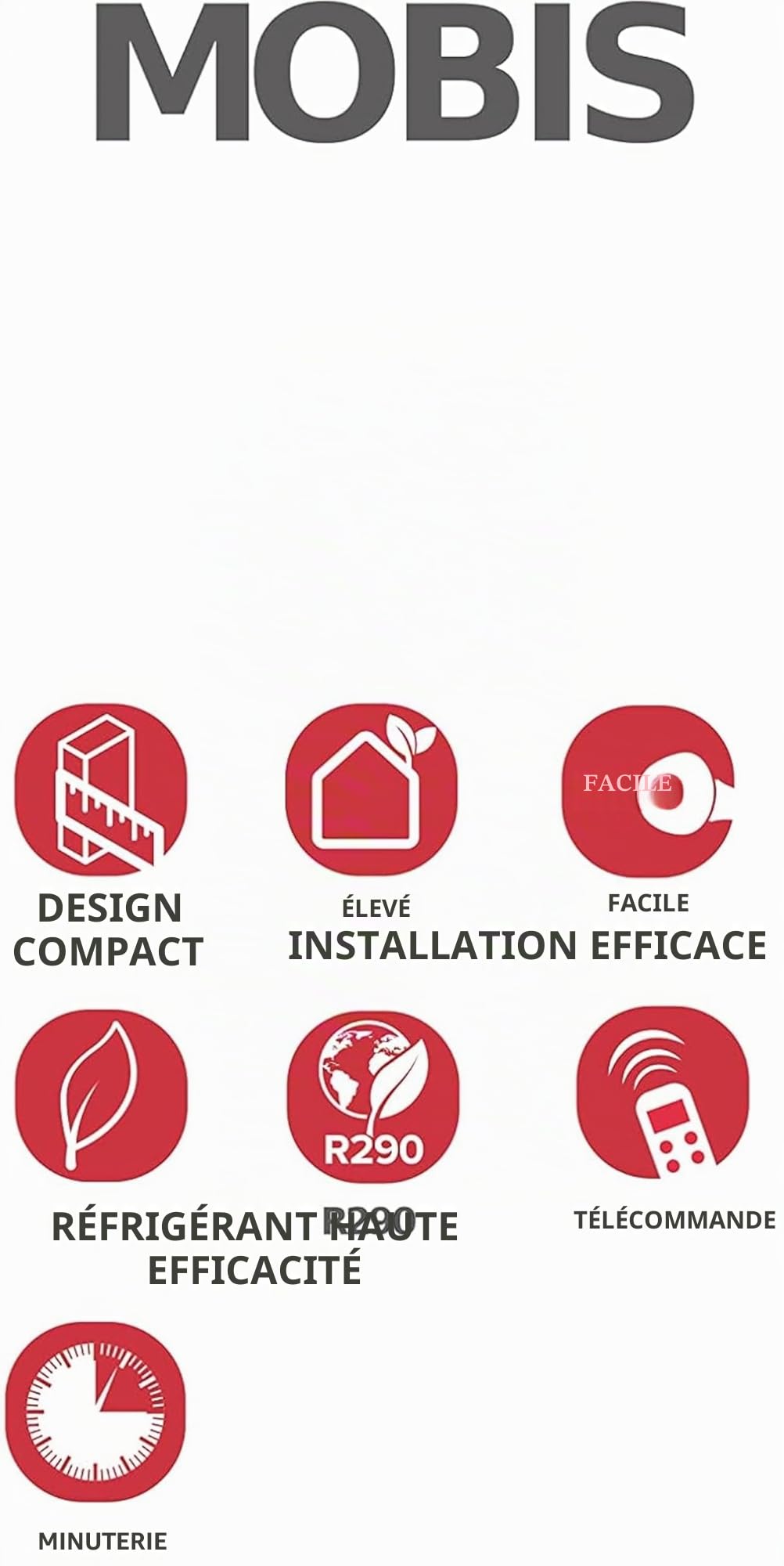 Ariston Mobis 8, Climatiseur Mobile Compact 3 en 1, 8.000 Btu/h, Air Pur, Silencieux