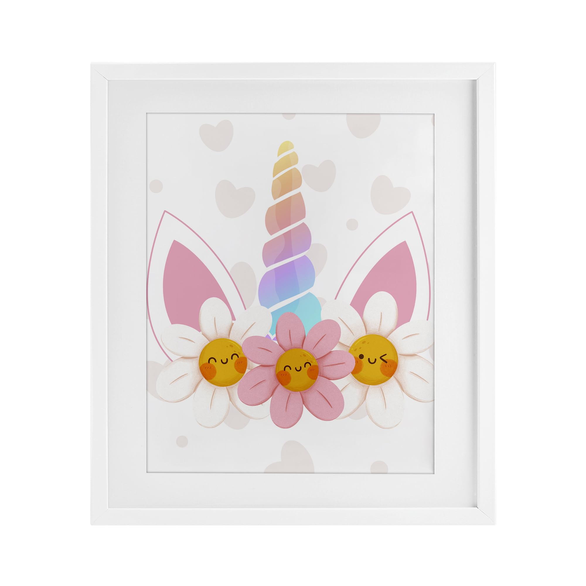 Décoration Daisy Unicorn tableau licorne poétique et cœurs blancs