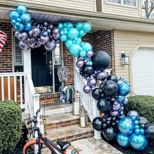 60 Pcs Black Purple Blue Balloons, Metallic Blue Purple Black Teal Confetti Latex Party Helium Balloons for Kids Boys Video Game Baby Shower Gaming Engagement Graduation Birthday Party Decorations - image 7