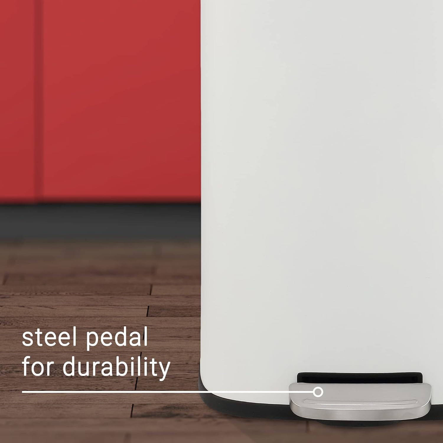 happimess HPM1011C Curtis 8-Gallon Step-Open Trash Can with Soft-Close Lid, Modern, Minimalistic, Fingerprint Proof for Home, Kitchen, Laundry Room, Office, Bedroom, Bathroom, White