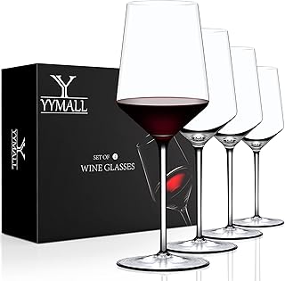 Red Wine Glasses Set of 4,YYmall Premium Crystal 15 oz Wine Glasses,Hand Blown White Wine Glasses with Thin Rim,Long Stem,...