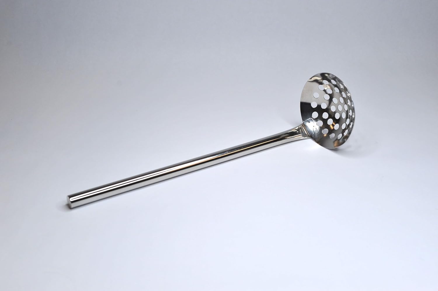 Twenty Four 7, 16-Inch Stainless Steel Perforated Ladle, Red Handle, Long Handle Kitchen Strainer, Skimmer