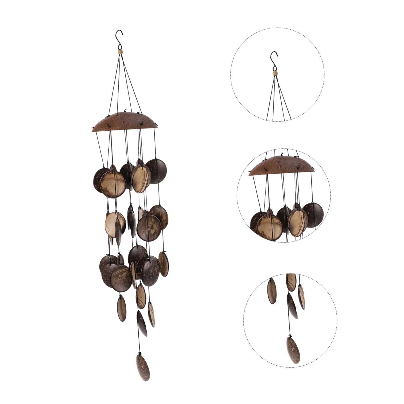 Gatuida Campanelli Eolici in Guscio di Cocco Marrone per Decorazioni da Giardino Esterno, Design Creativo e Rilassante per Arredamento Casa e Giardino