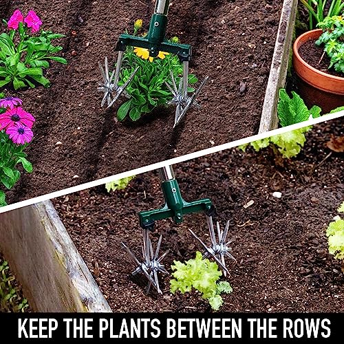 Altdorff Rotary Cultivator for Gardening, 63" Extra Long Adjustable Gardening Rotary Tiller and Hand Garden Cultivators with Aluminum Detachable Tines, Reseeding Grass or Soil Mixing - Thumbnail 5