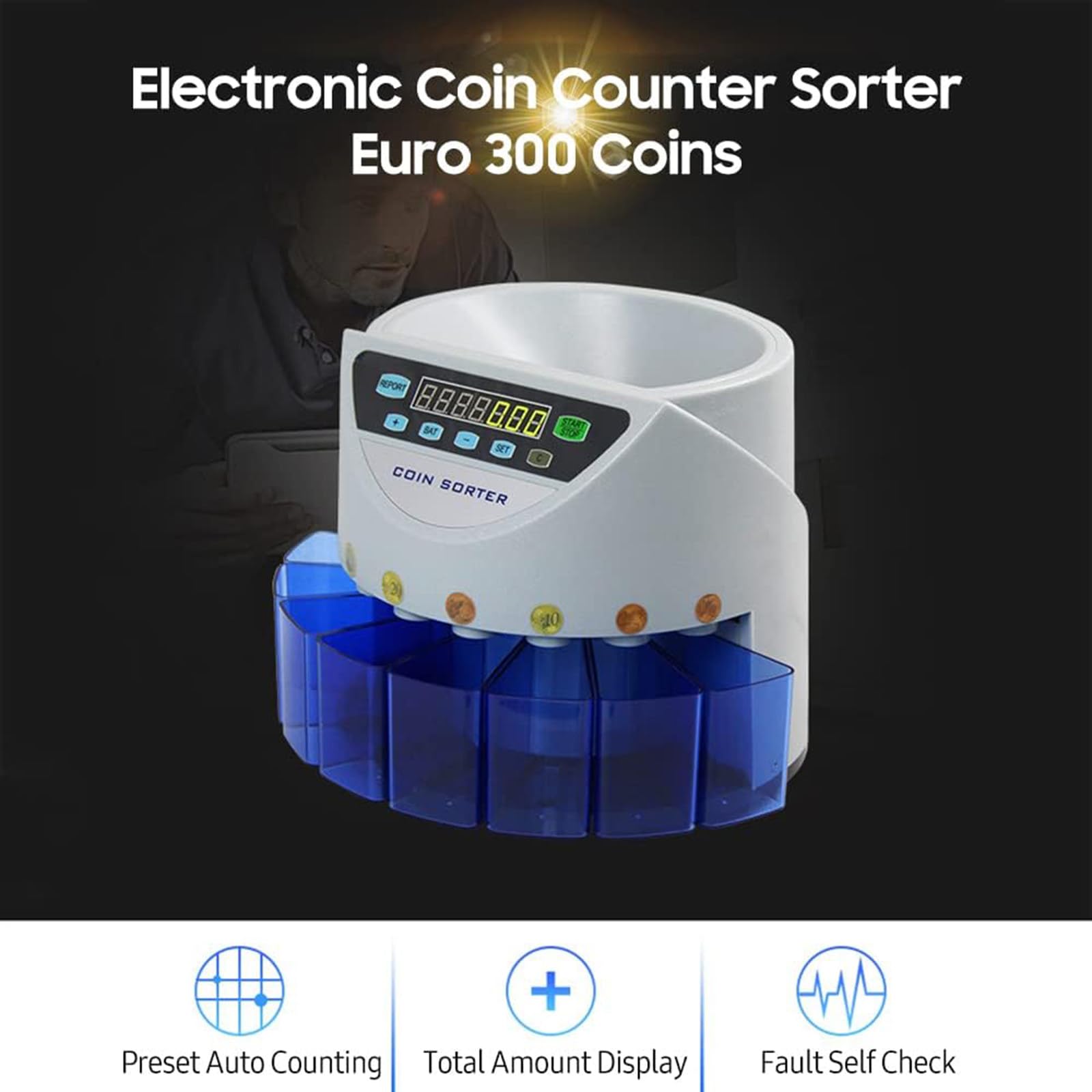 Contatore elettronico automatico della moneta, 120 monete/min macchina di conteggio dei lotti, utilizzato in metropolitane, autobus e lavanderie