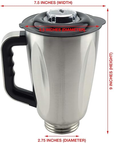Miniatura 5 de Tarro de acero inoxidable de 6 tazas con mango y tapa para licuadoras Oster Osterizer pieza de repuesto 304