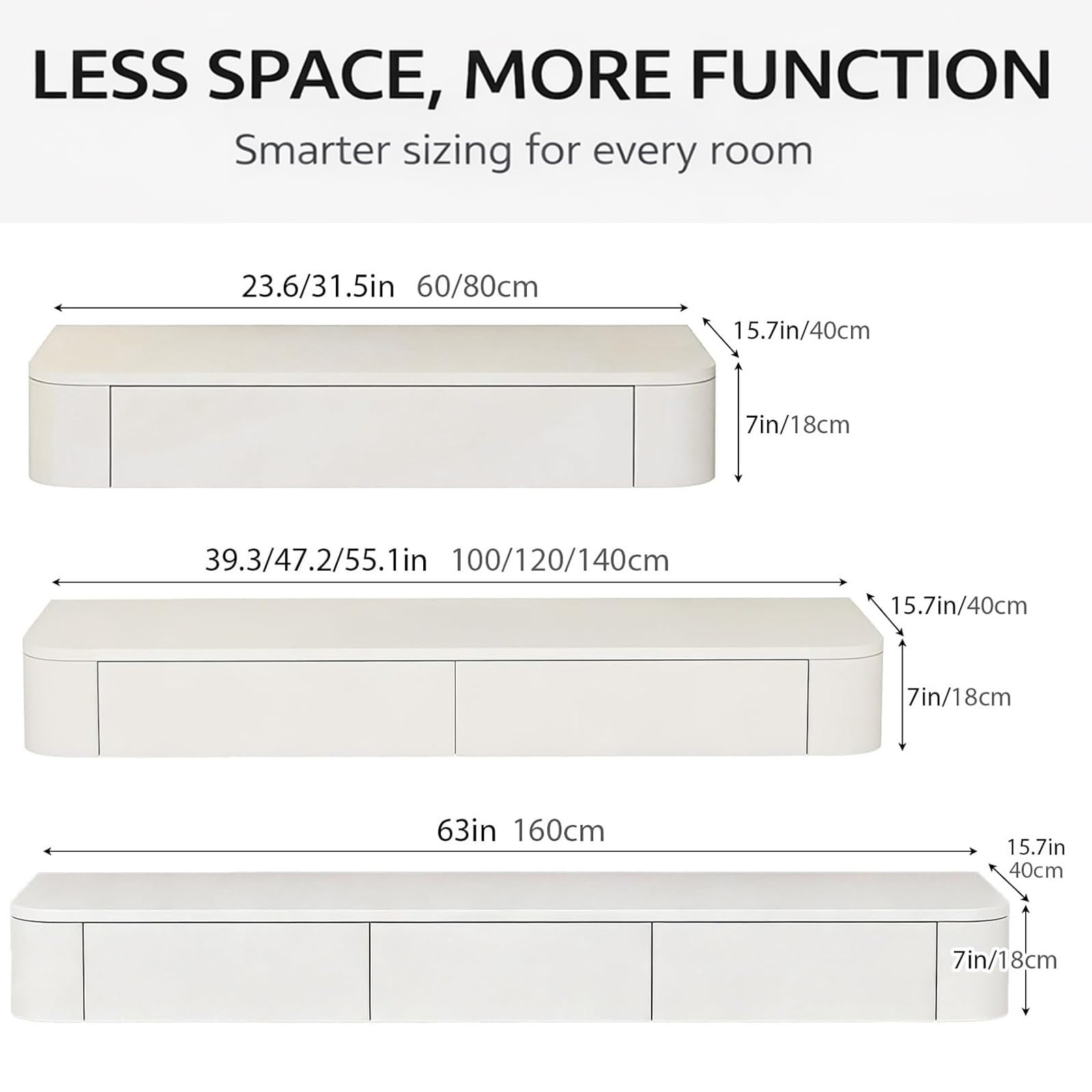 Vani-Schreibtisch zur Wandmontage, mit Ders, moderner, platzsparender Schminktisch für Schlafzimmer und Schrank, komplett montiert, schwarzer Make-up-Tisch (60 cm)