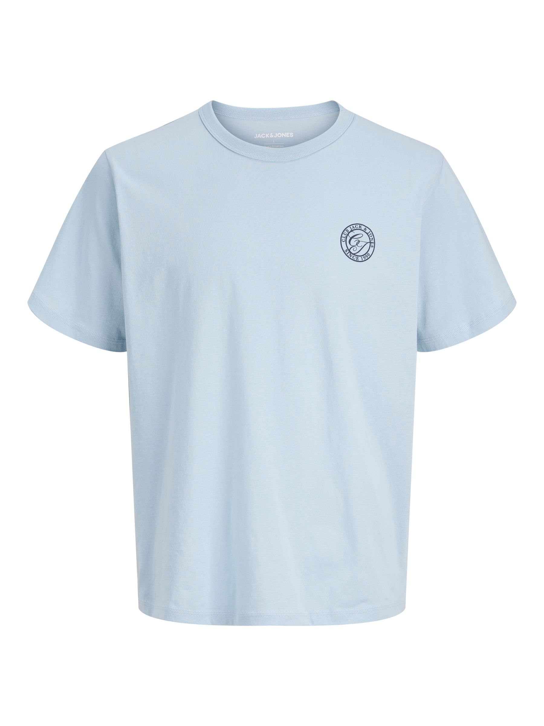 JACK & JONES Mens Plain Short Sleeve Crew Neck T Shirts Summer Casual Tee Tops Celestial Blue